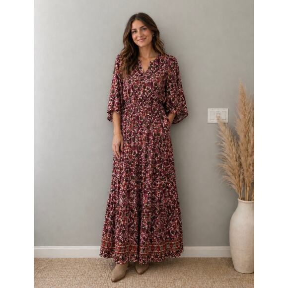 Anthropologie Dresses & Skirts - Anthropologie Boemo Boho V-Neck Floral Bell Sleeve Maxi Dress Size Medium